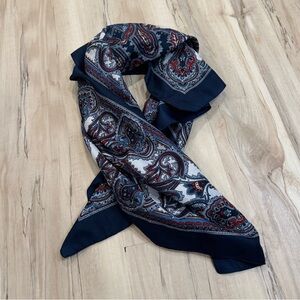 Elegant Navy Paisley Scarf Square